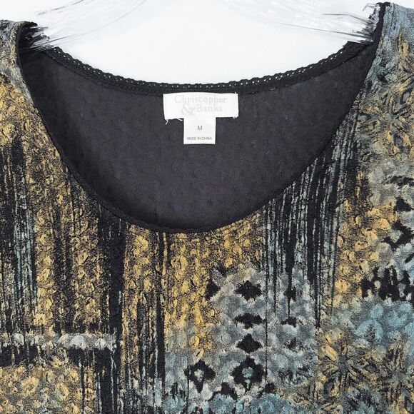 Christopher & Banks 3/4 Sleeve Lettuce Hem Top Womens Medium Artsy Fairy Grunge - Picture 6 of 16